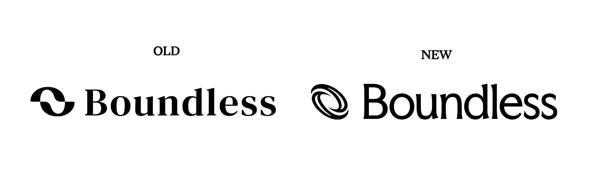 The old Boundless logo beside the new continuous-loop Boundless logo