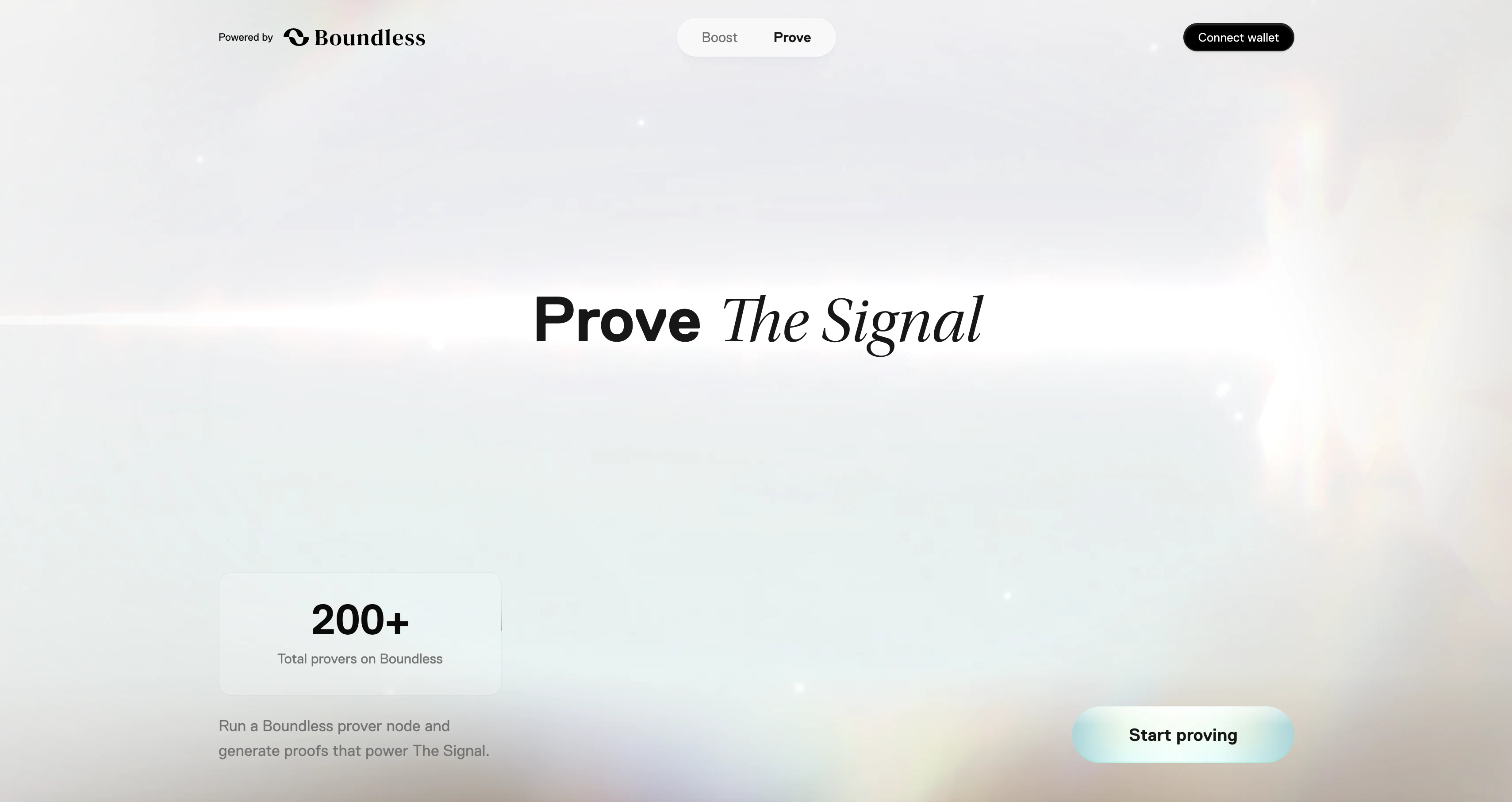 Prove The Signal interface inviting GPU operators to run a Boundless prover node